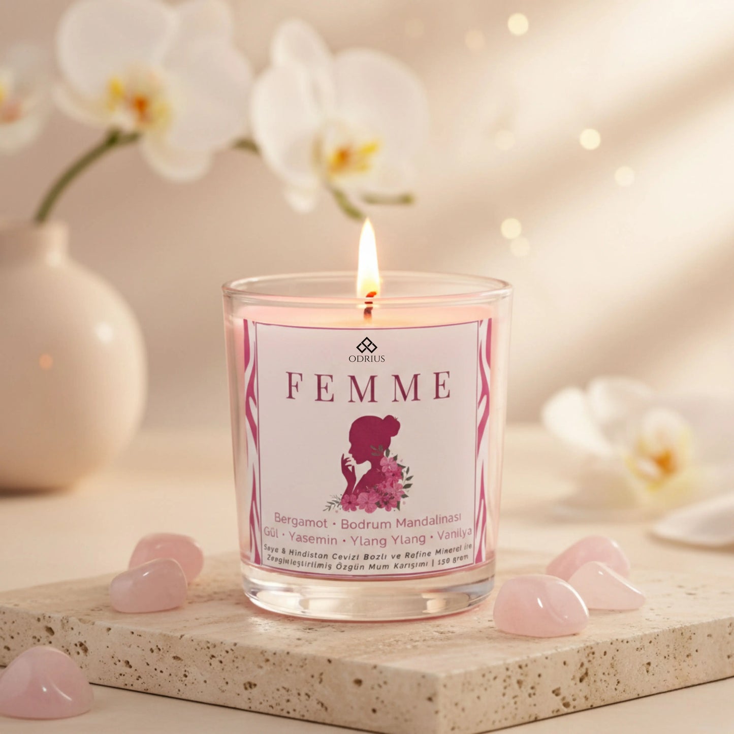 FEMME | Gül ve Yasemin Kokulu Mum - Soya Blend