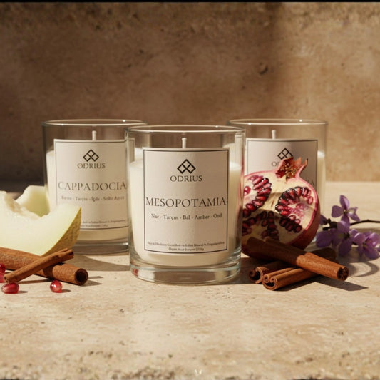 SICAK MİRAS | Nar, İğde ve Amber Kokulu Mum Seti - Soya Blend
