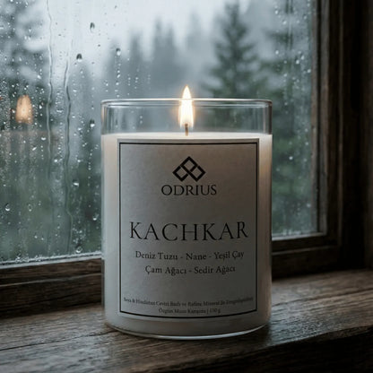 KACHKAR cam sedir kokulu mum - el yapimi soya blend 150g - ODRIUS karadeniz koleksiyonu