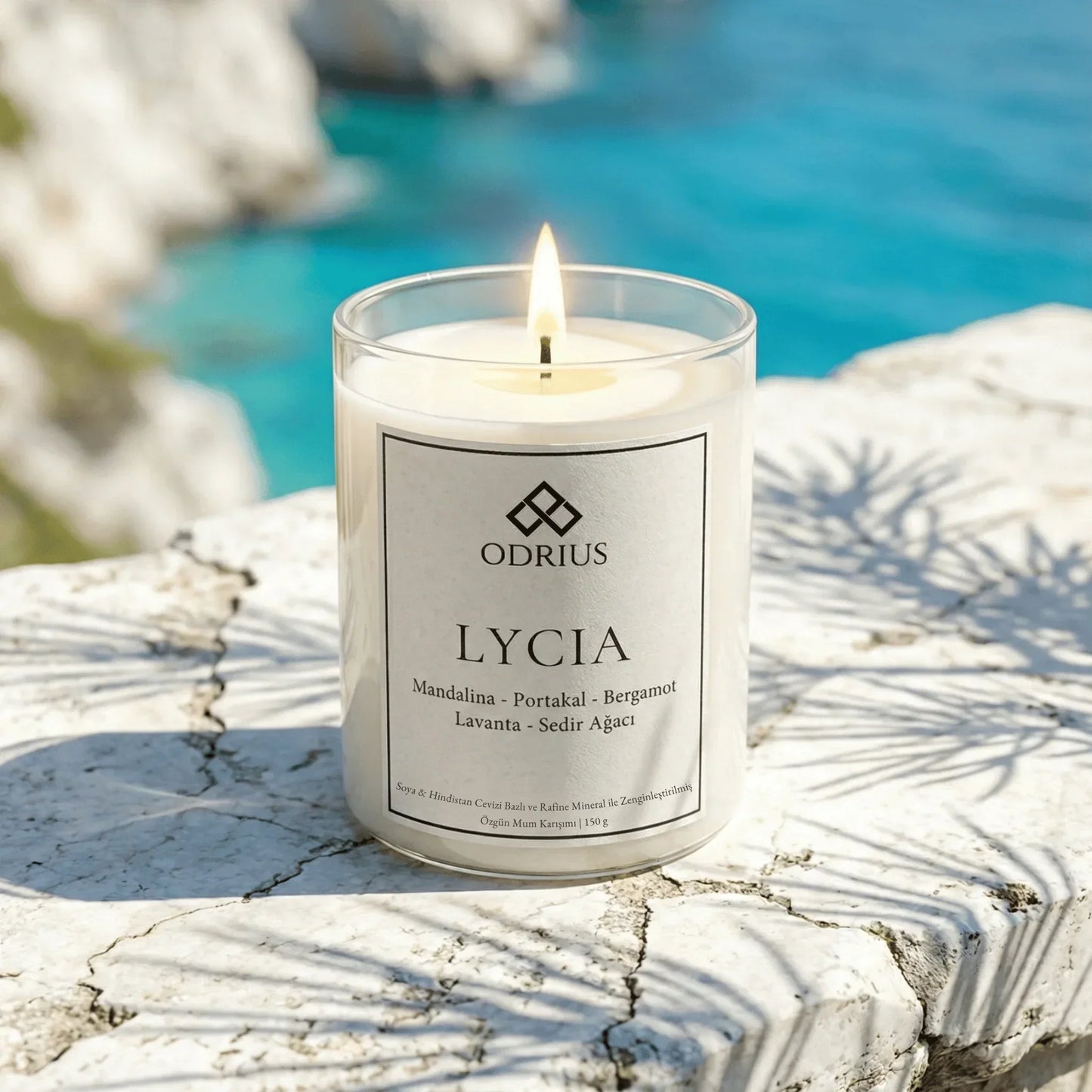 LYCIA mandalina lavanta kokulu mum - el yapimi soya blend 150g - ODRIUS Akdeniz koleksiyonu