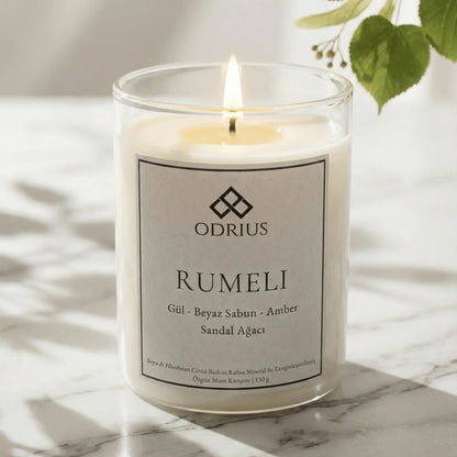 RUMELI gul sandal agaci kokulu mum - el yapimi soya blend 150g - ODRIUS Rumeli koleksiyonu