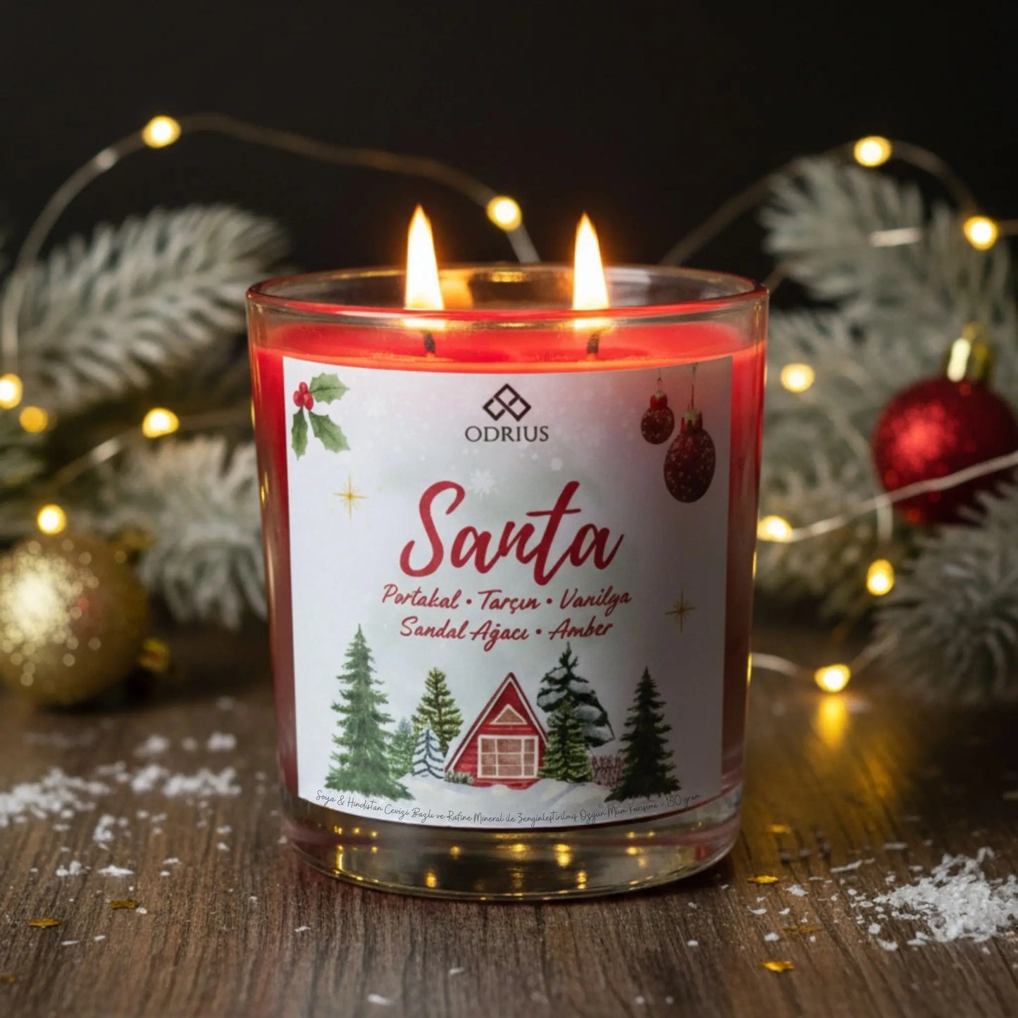Odrius Santa portakal ve tarçın notalı iştah açan sıcak soya blend mum