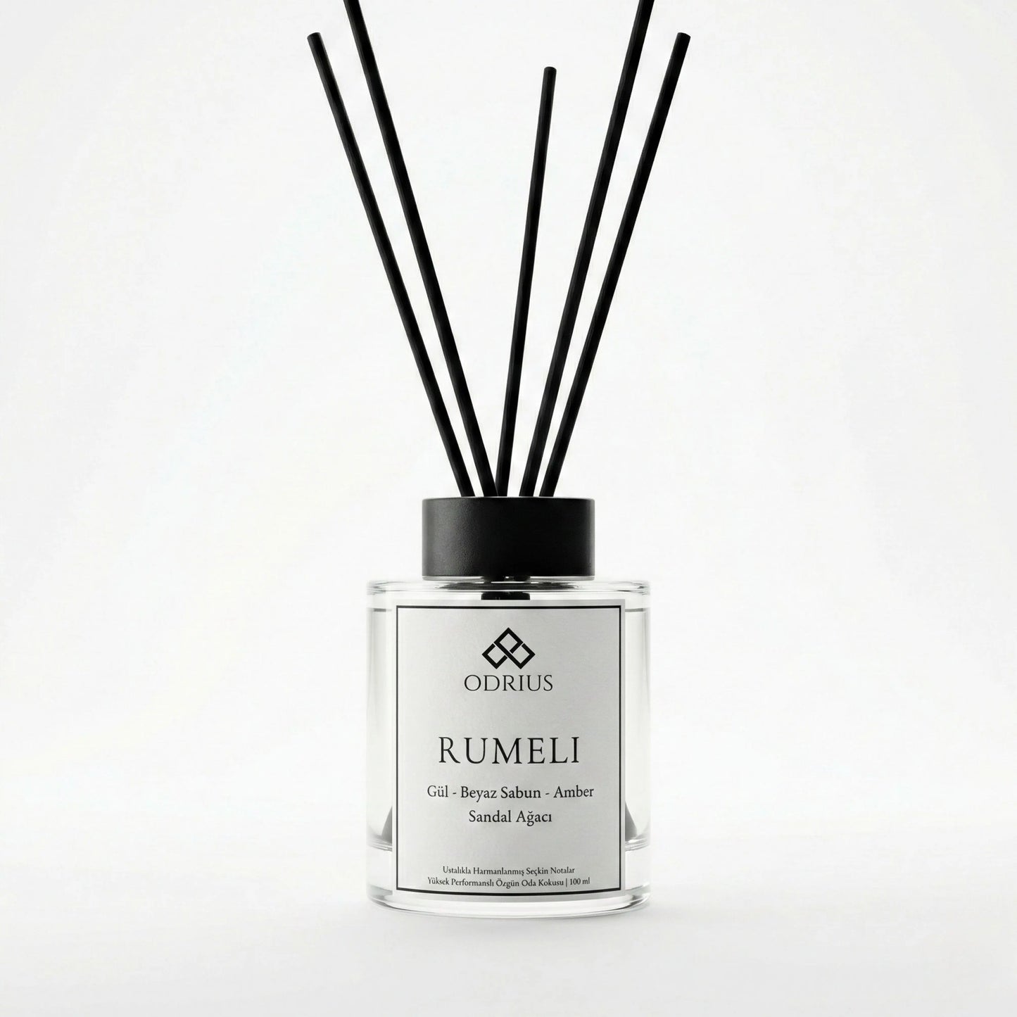 Gül, beyaz sabun ve sandal ağacı notalı Odrius Rumeli sofistike çubuklu oda kokusu