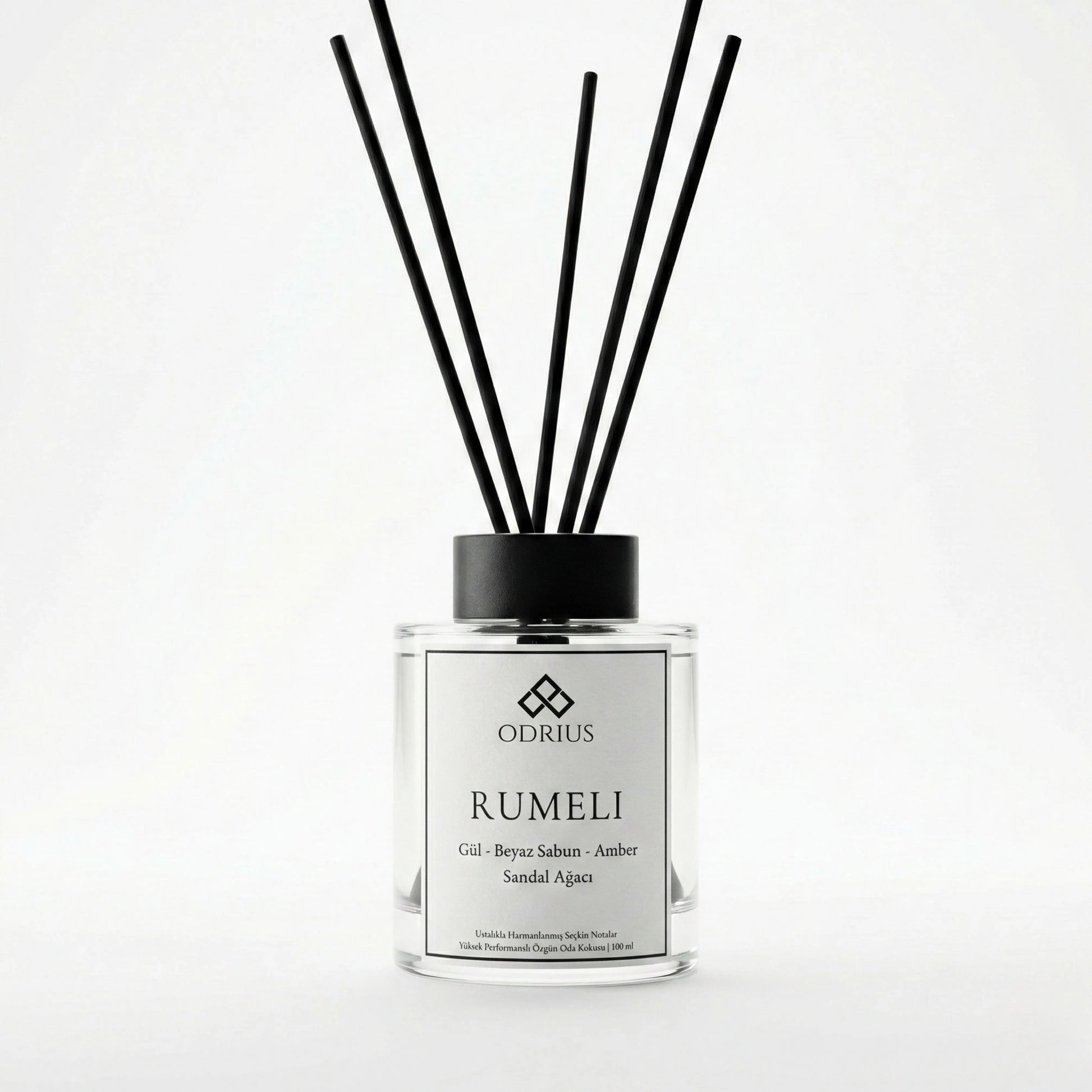 Gül, beyaz sabun ve sandal ağacı notalı Odrius Rumeli sofistike çubuklu oda kokusu